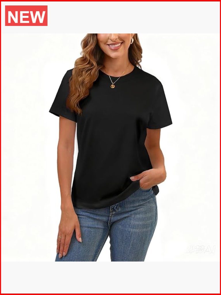 Cotton Basic T Shirts Crew Neck Short Sleeve Loose Fit Solid Tee Undershirts